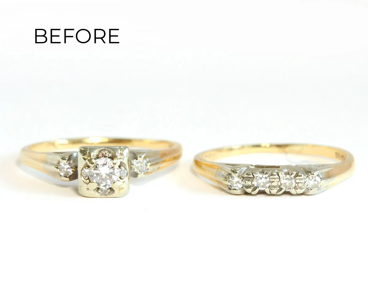 Custom Vintage Square Halo Engagement Ring