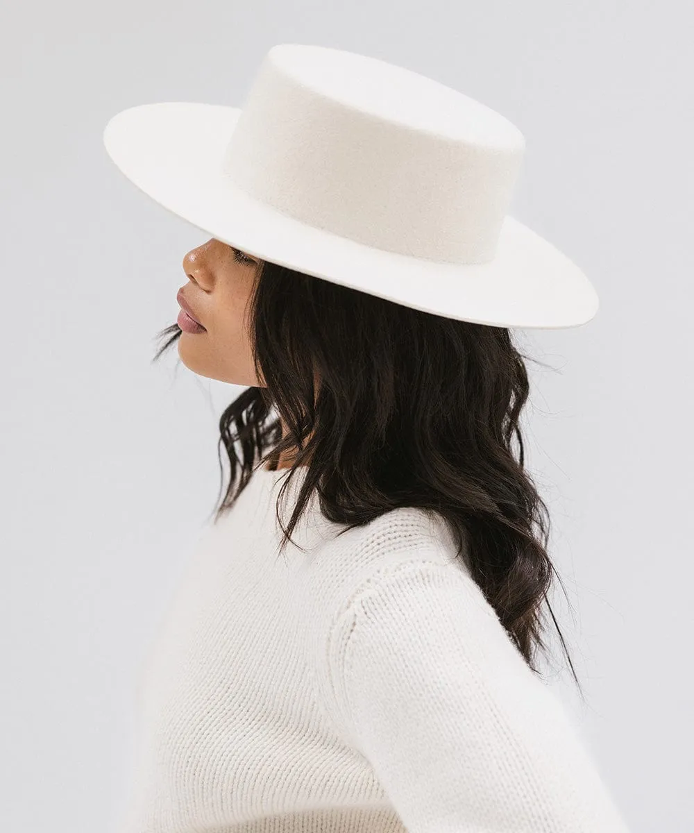 Dahlia Boater - Off White BLEMISHED