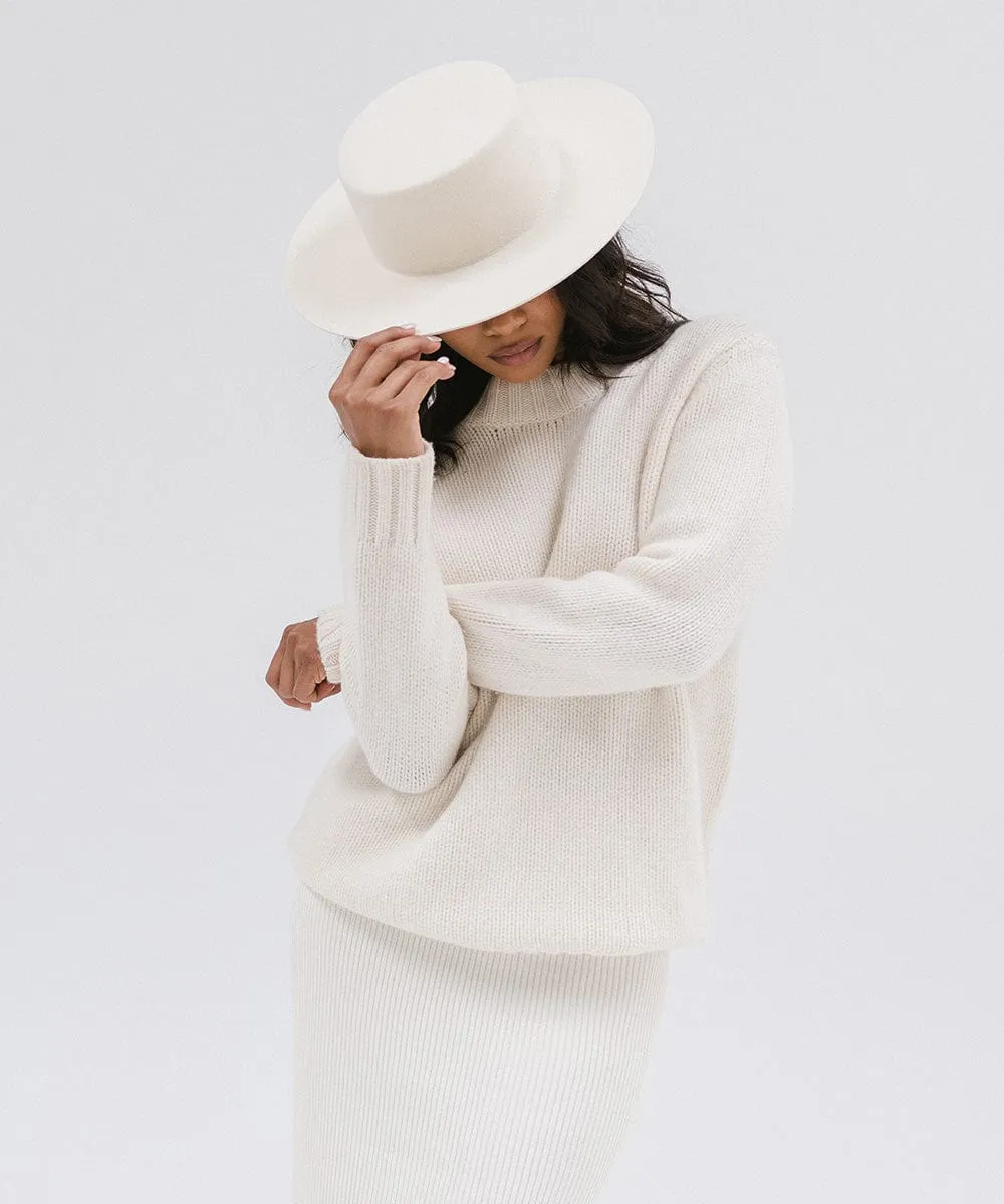 Dahlia Boater - Off White BLEMISHED