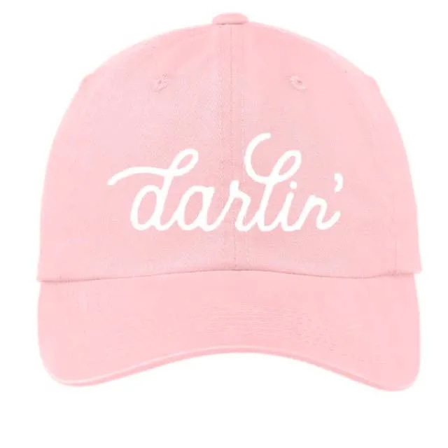 Darlin' Cursive Baseball Cap: Pink