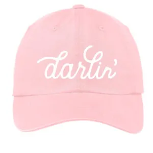 Darlin' Cursive Baseball Cap: Pink