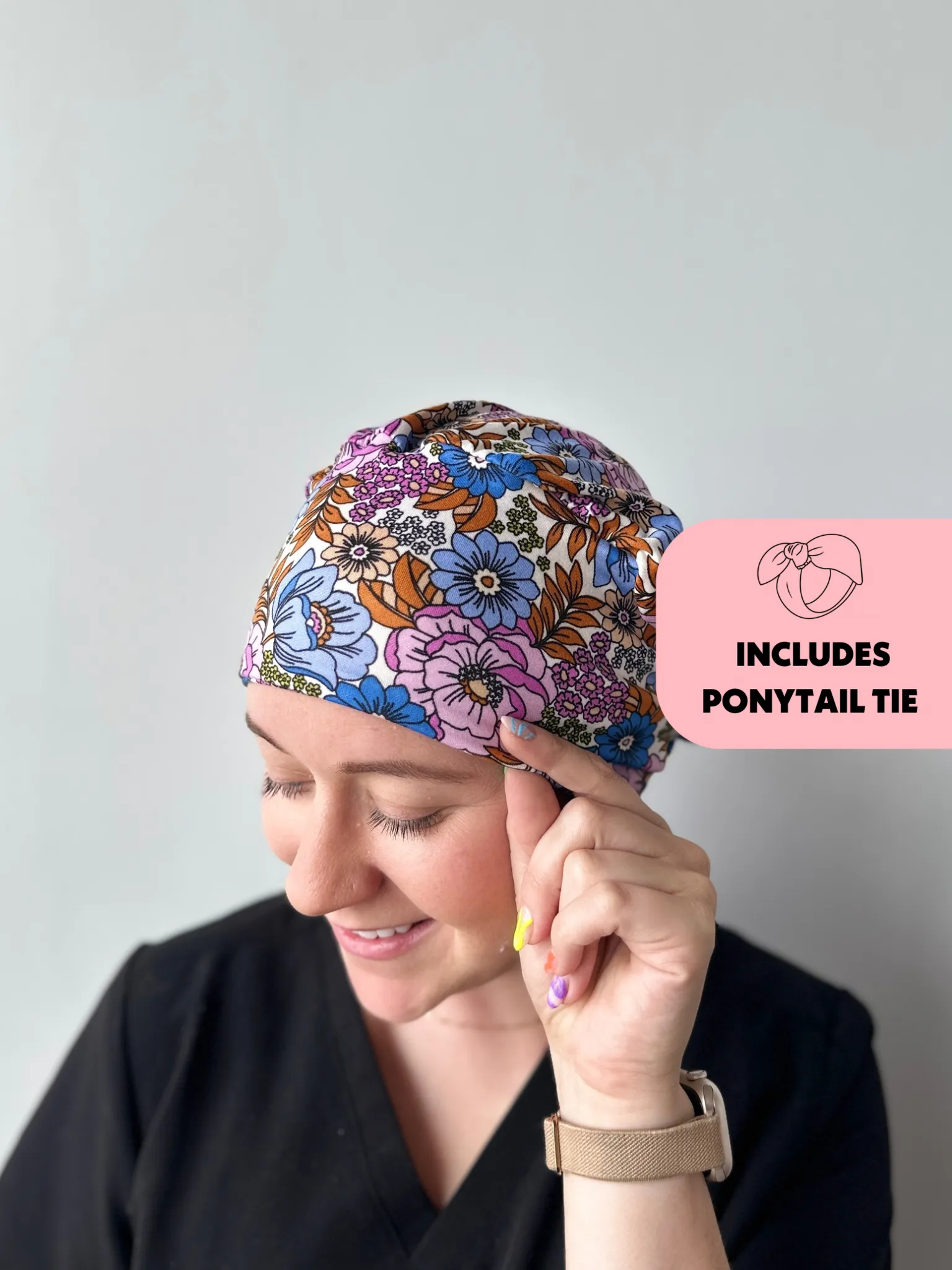 DuoStyle Scrub Hat - Cool Floral