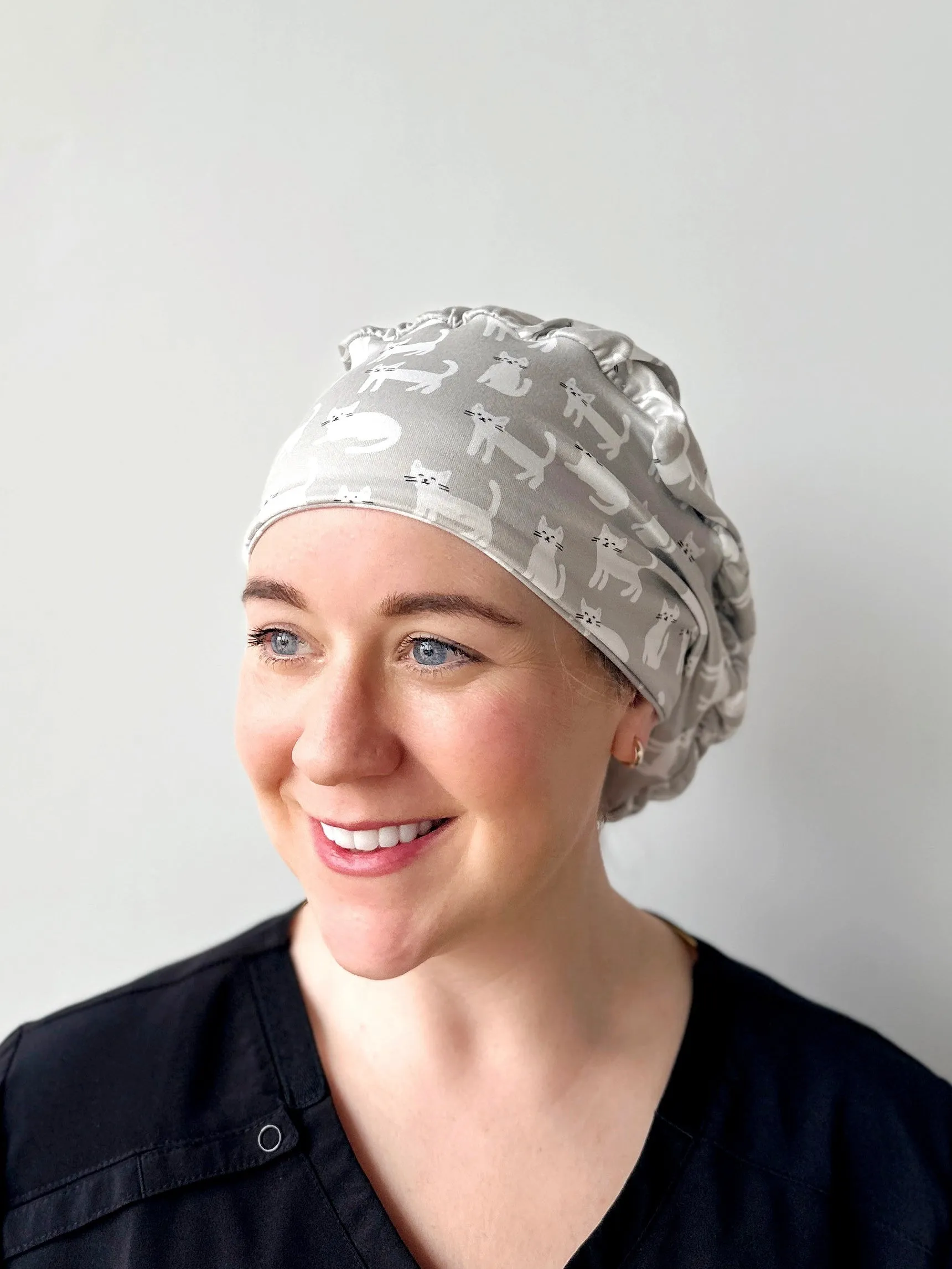 DuoStyle Scrub Hat - Grey Cats