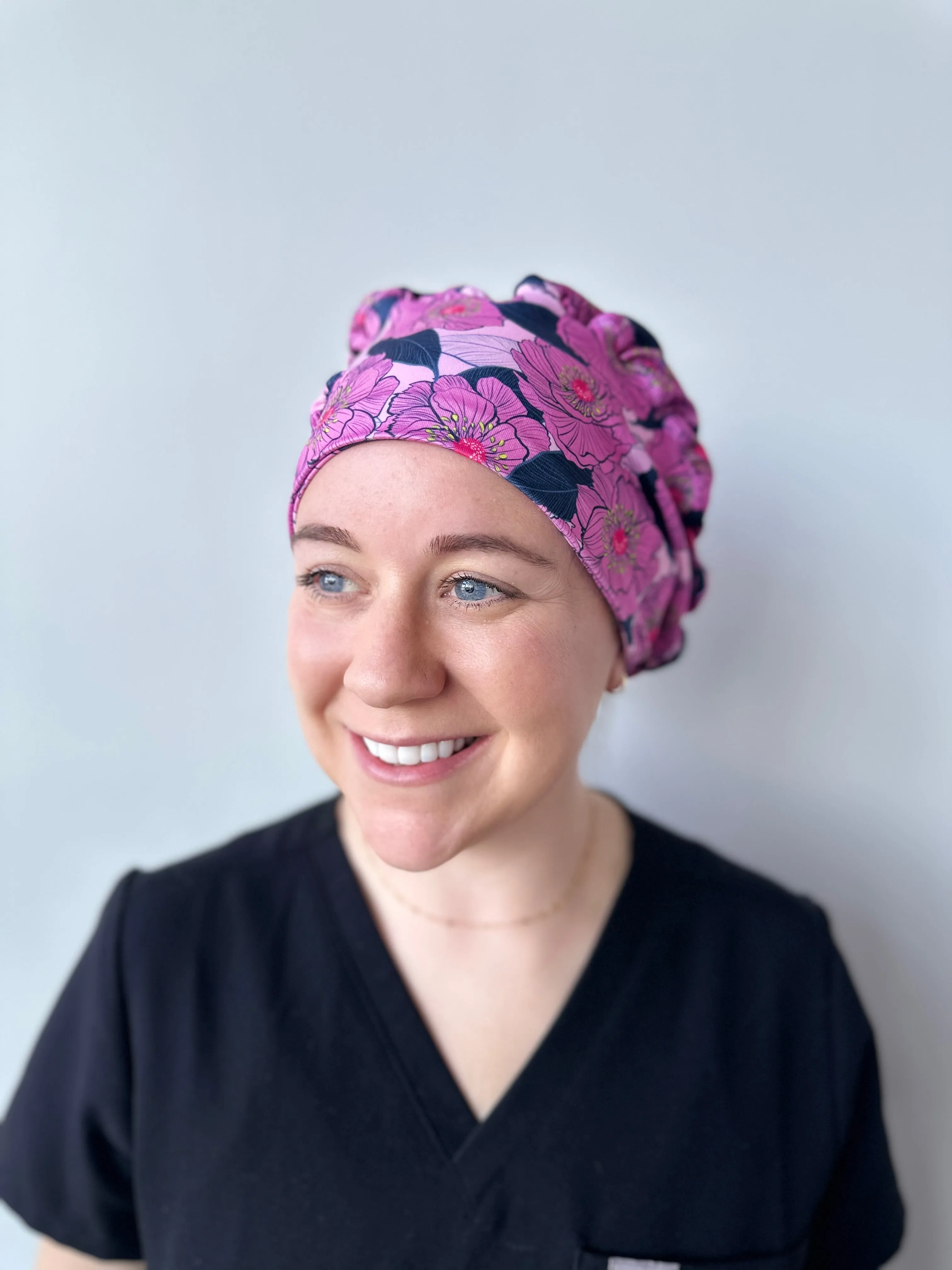 DuoStyle Scrub Hat - Magenta Floral