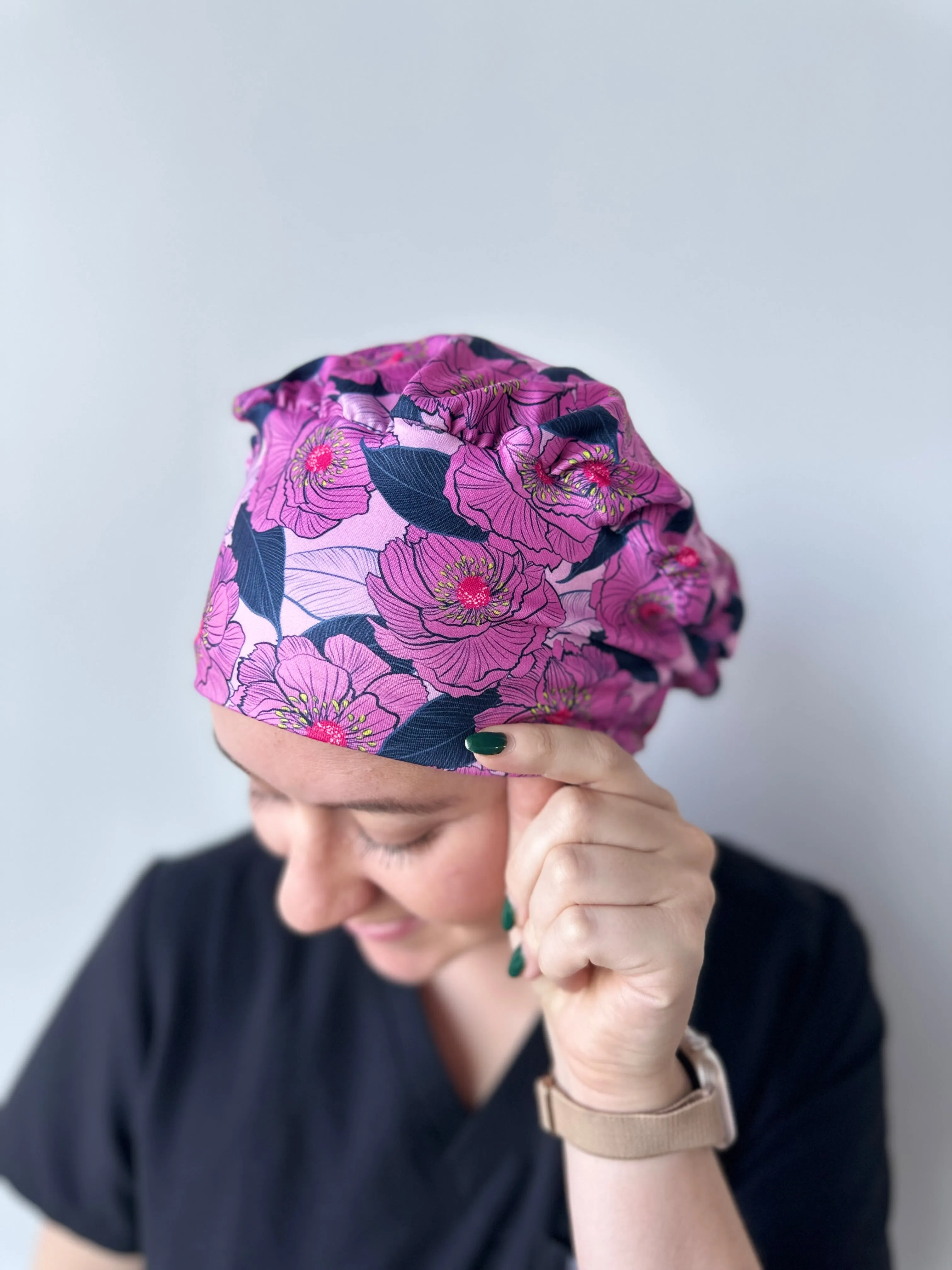 DuoStyle Scrub Hat - Magenta Floral