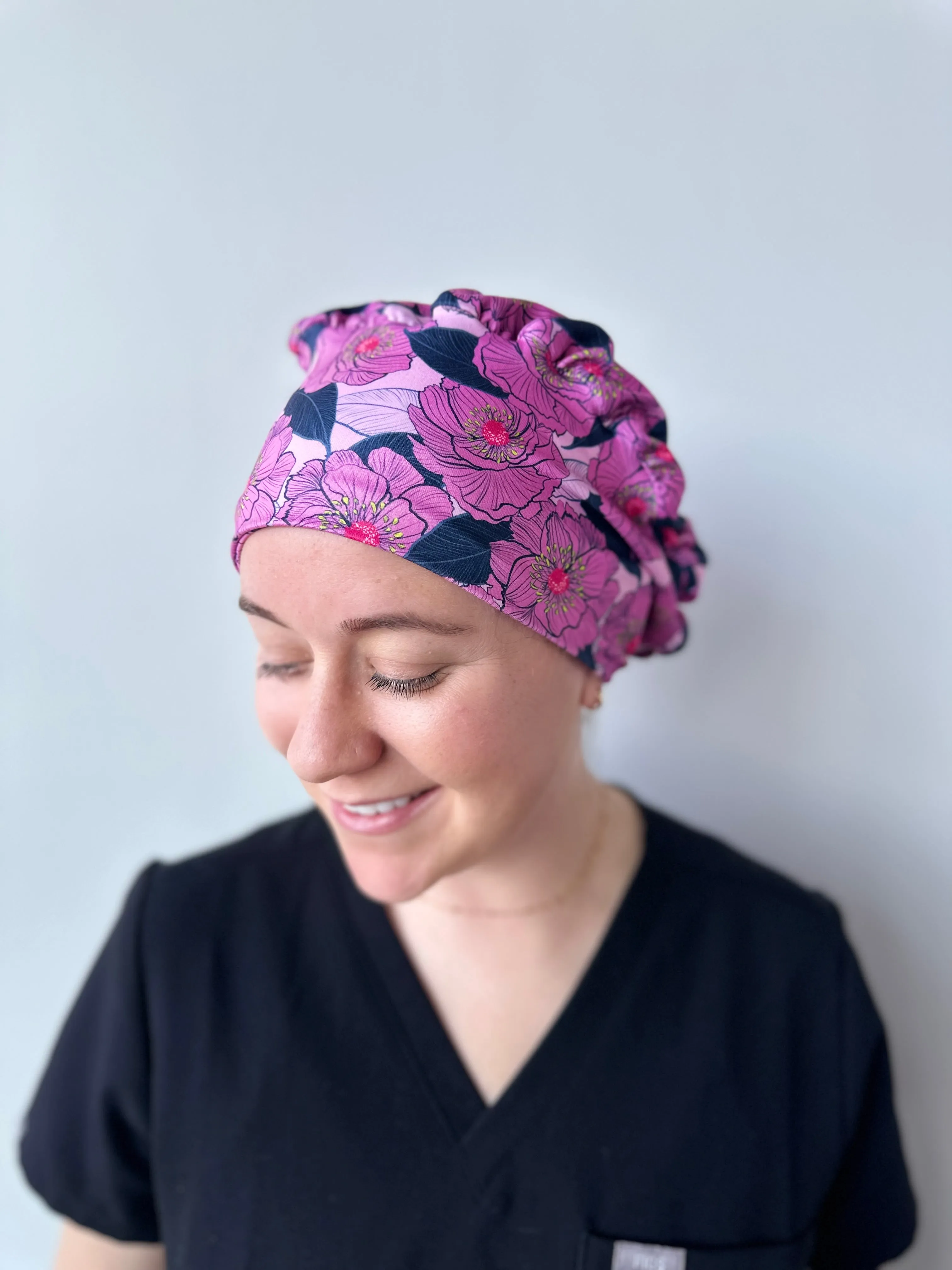 DuoStyle Scrub Hat - Magenta Floral