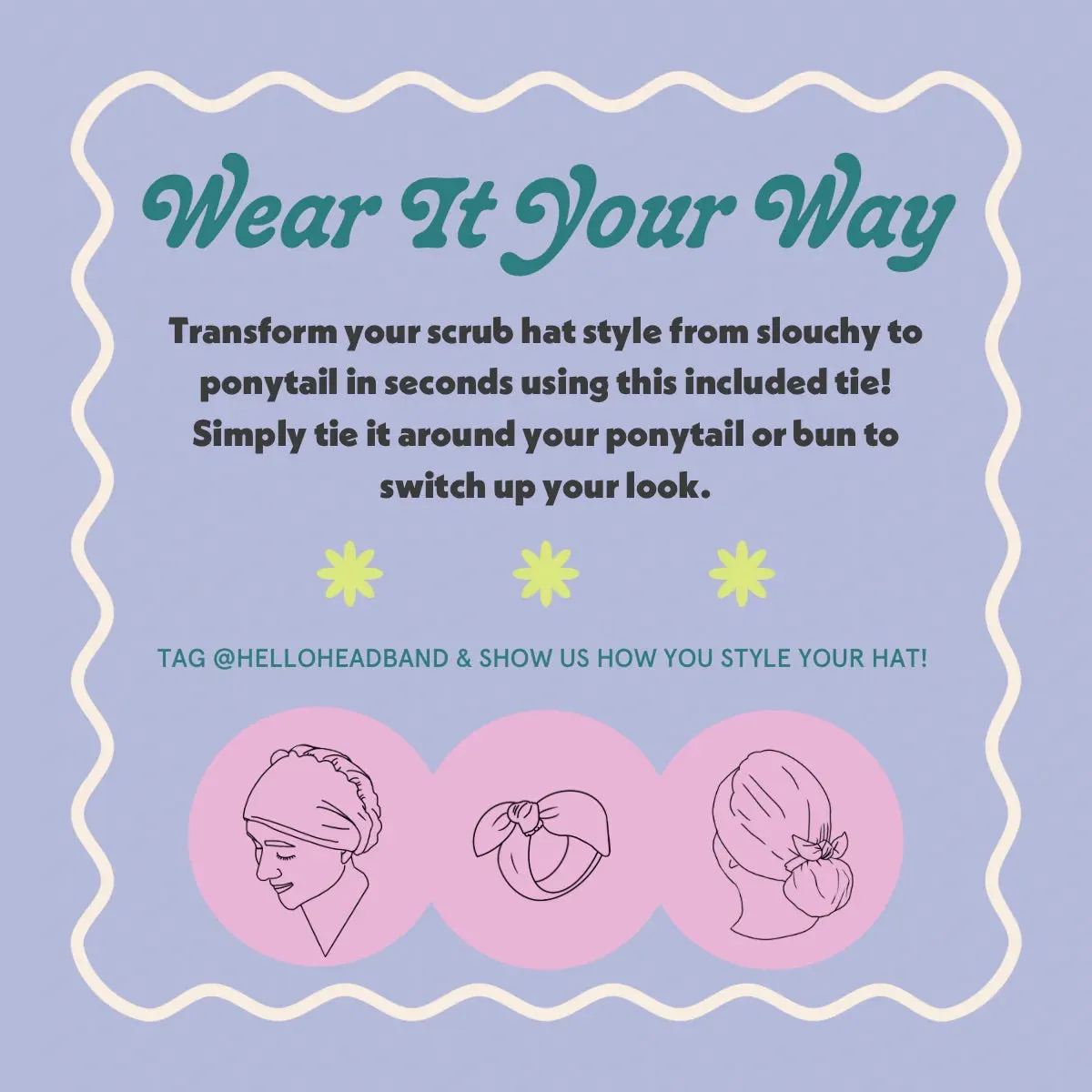 DuoStyle Scrub Hat - Rubber Duck Daisies