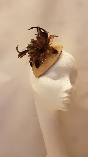 Fascinator Brown hat fascinator #SUEDE Brown /Nude Floral Teardrop hat