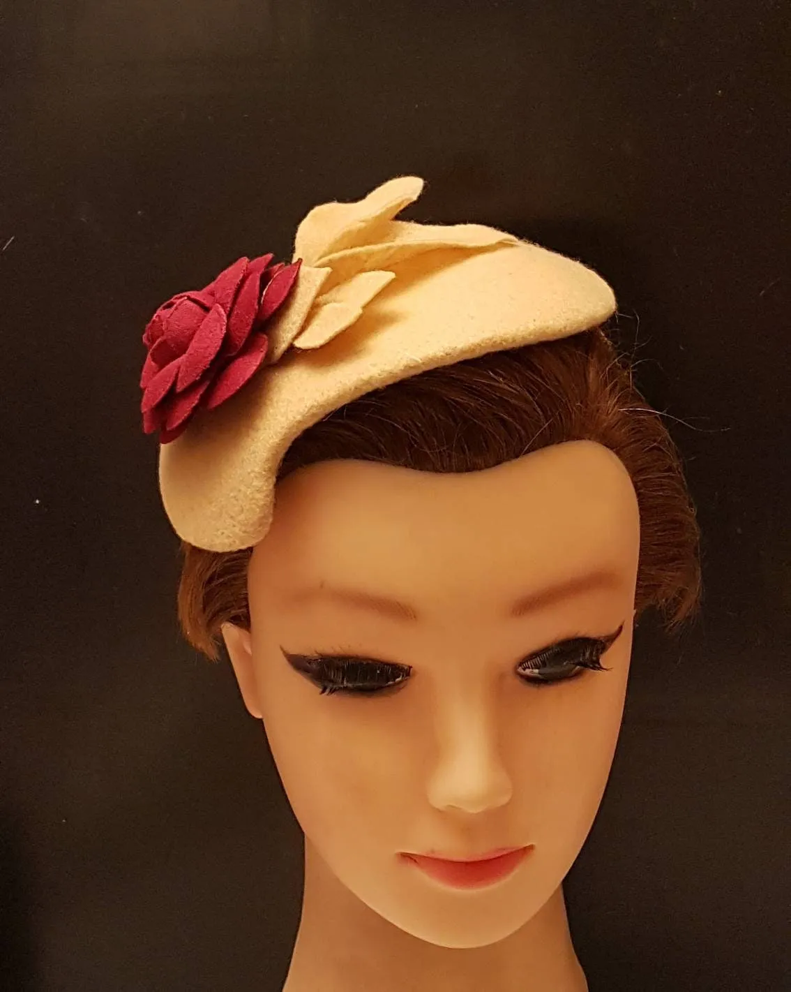 Fascinator Tan/Nude/Camel Felt fascinator # FELT HAT fascinator