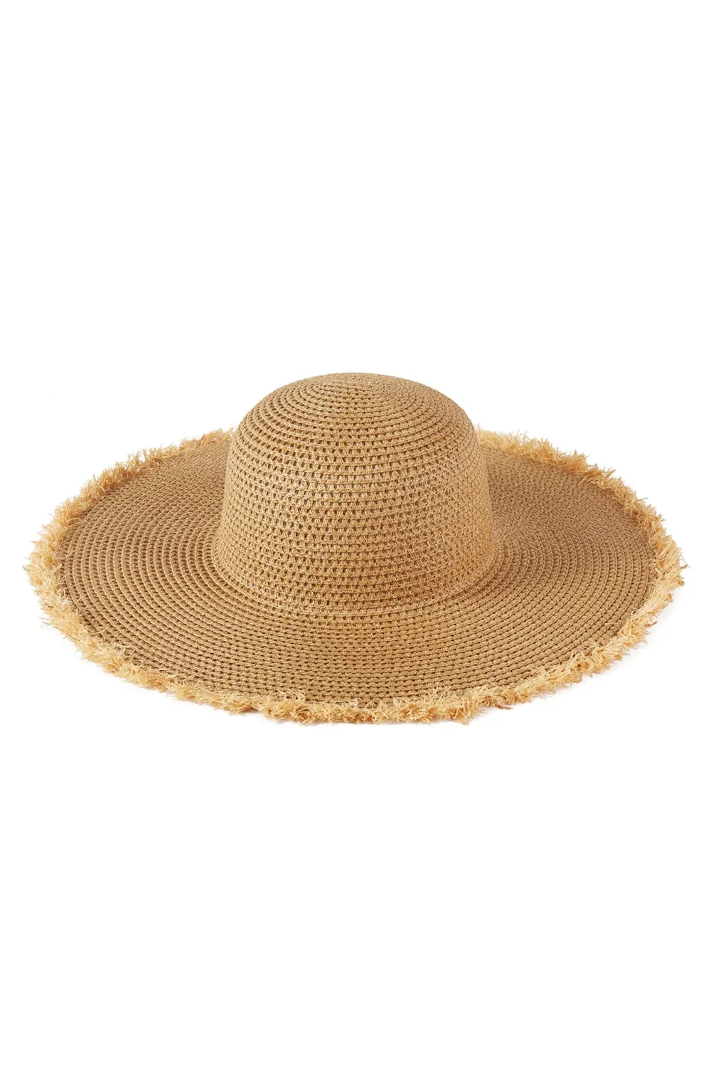 Frayed Edge Floppy Straw Hat Taupe - Pack of 6