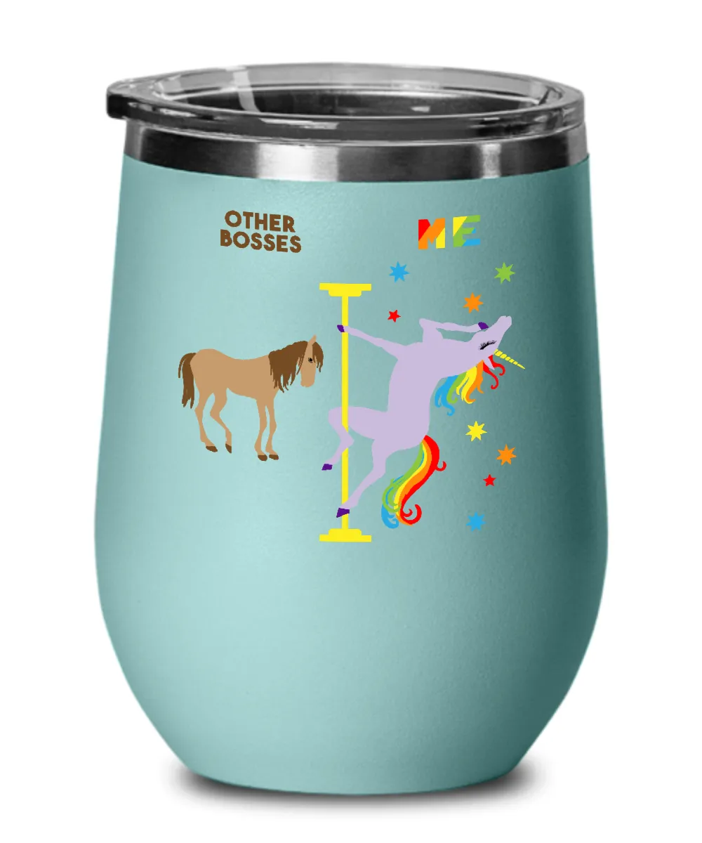 Gift For Boss Rainbow Unicorn Insulated Wine Tumbler 12oz Travel Cup