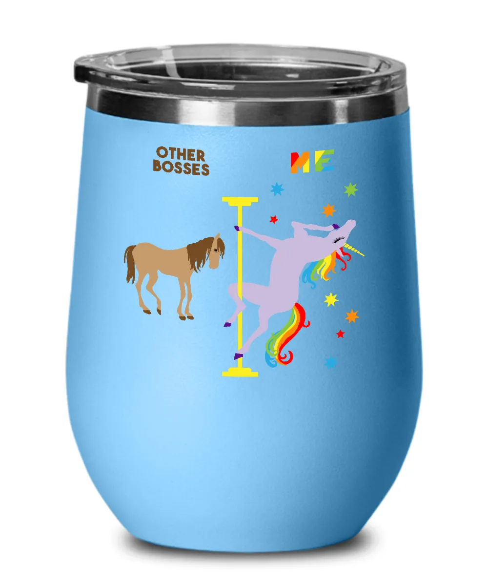 Gift For Boss Rainbow Unicorn Insulated Wine Tumbler 12oz Travel Cup
