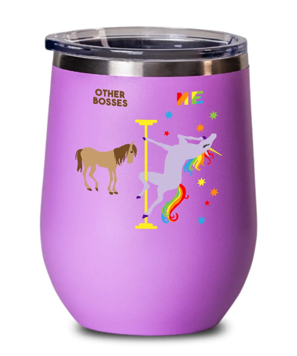 Gift For Boss Rainbow Unicorn Insulated Wine Tumbler 12oz Travel Cup