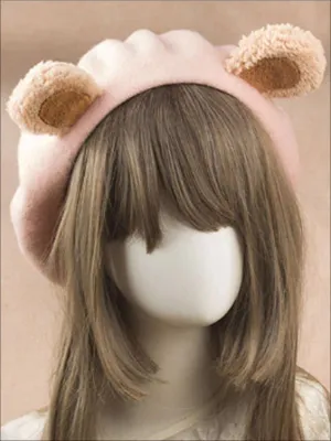 Girls Fall Plush Bear Ear Beret