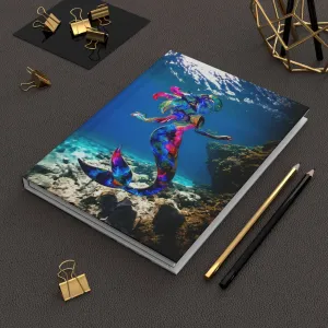 Gorgeous Blue and Pink Mermaid In Beautiful Ocean Water Hardcover Journal Matte Printed Art