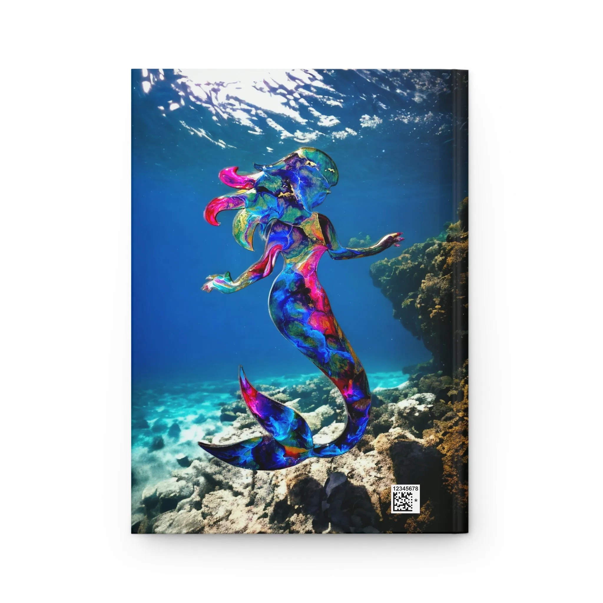 Gorgeous Blue and Pink Mermaid In Beautiful Ocean Water Hardcover Journal Matte Printed Art