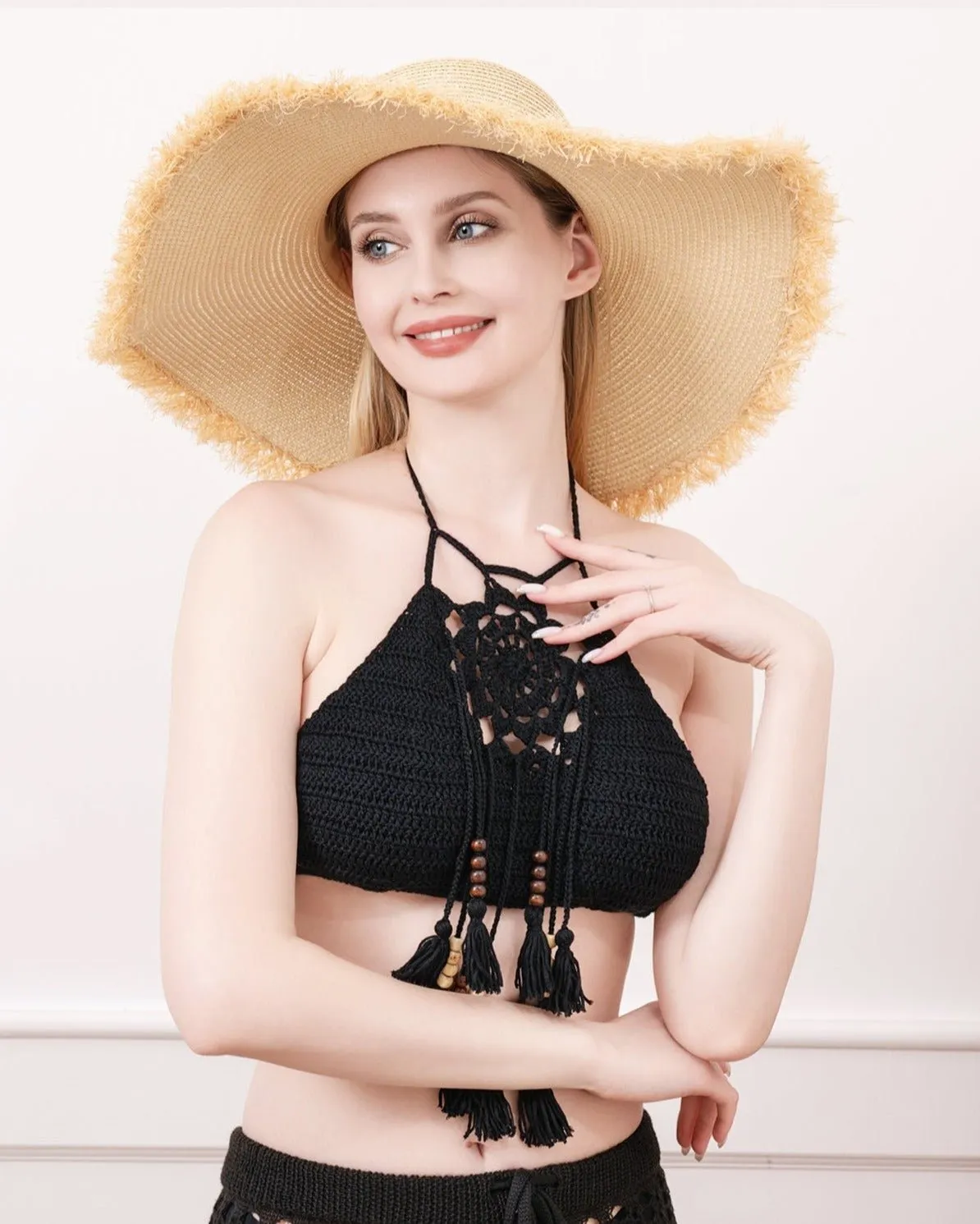 H3323 Fringe Edge Floppy Sun Hat
