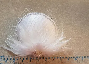 Hat fascinator Bridal fascinator #Feather hat fascinator White Ivory netting Wedding hair accessory
