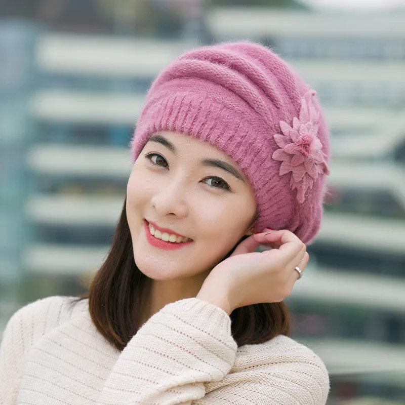 Hats for women beanie mom's cap solid beret Rabbit hair
