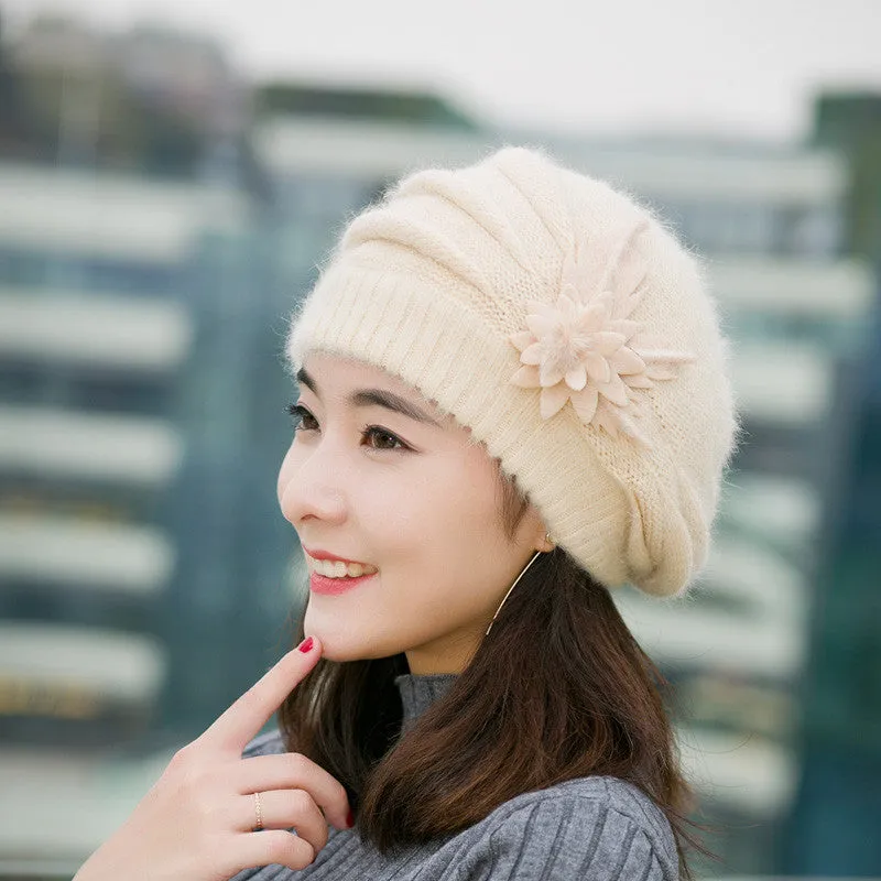 Hats for women beanie mom's cap solid beret Rabbit hair