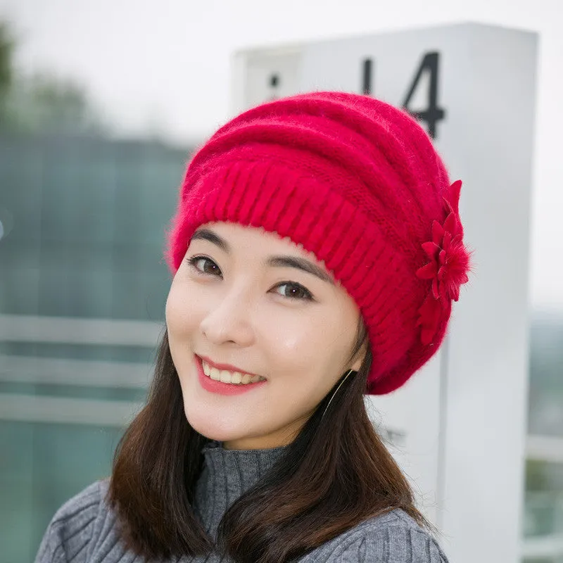 Hats for women beanie mom's cap solid beret Rabbit hair