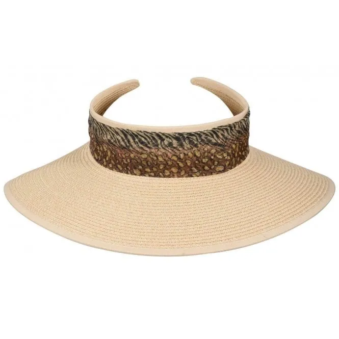 Hazy Blue Womens Straw Hat Sun Visor Travel Hat