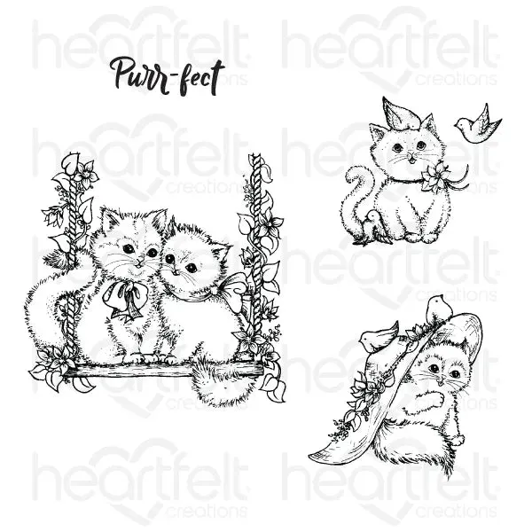 Heartfelt Creations, Purr-fect Posies Collection, Cling Stamps & Dies Set Combo, Purr-fect Playdate