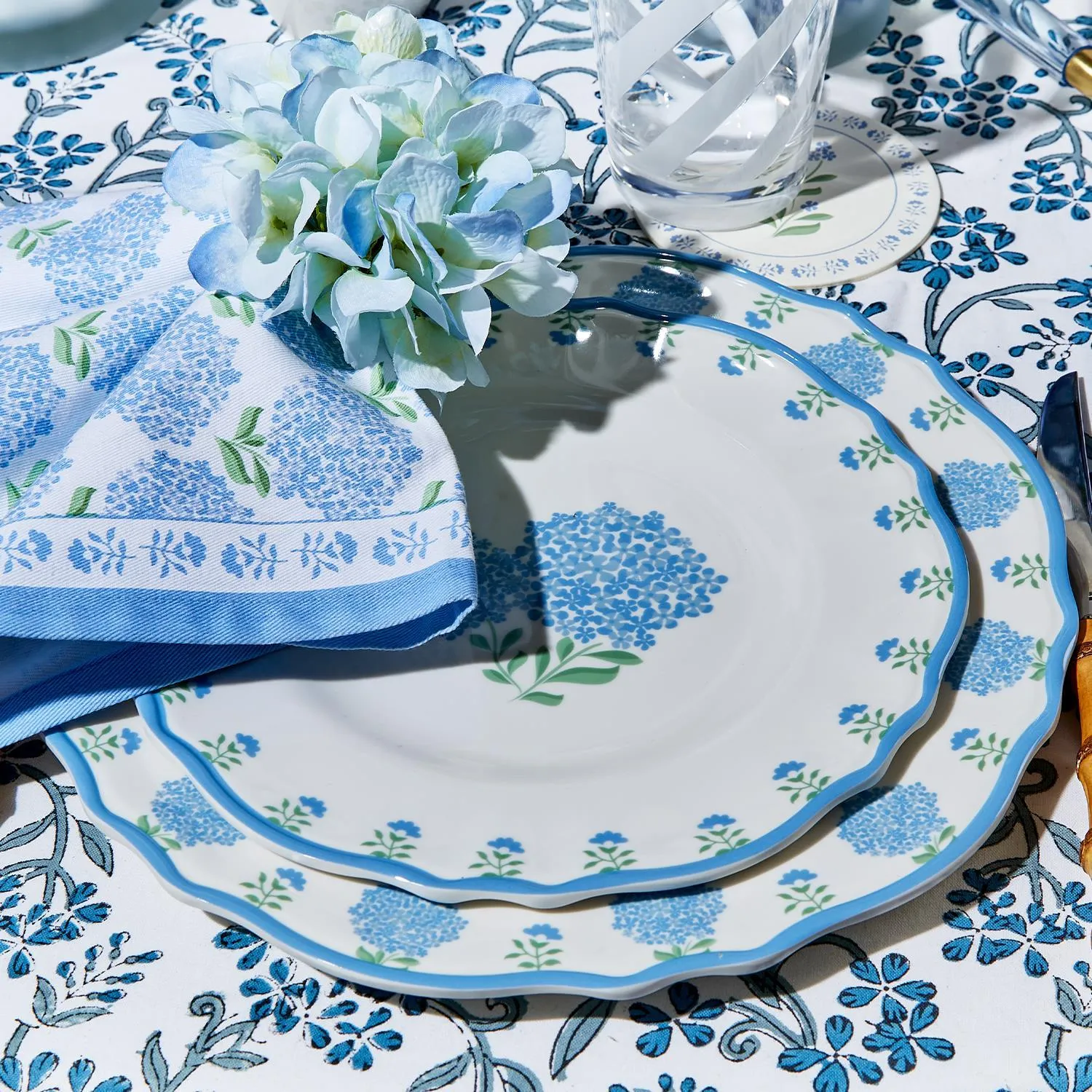 Hydrangea Dinner Melamine Plate (Set of 4)