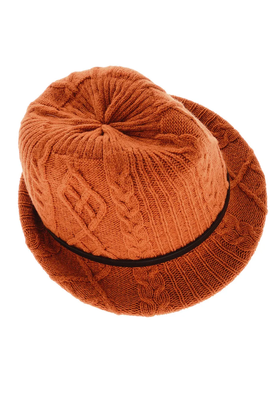 INVERNI HEIDI Orange Knitted Fedora Hat