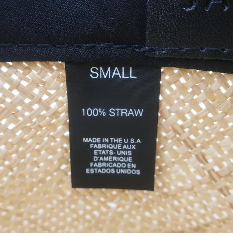 Janessa Leone Klint Straw Boater Hat Natural with Gray Suede Band Size Small