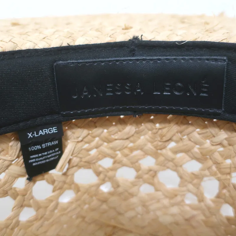 Janessa Leone Shaw Straw Boater Hat Size Extra Large