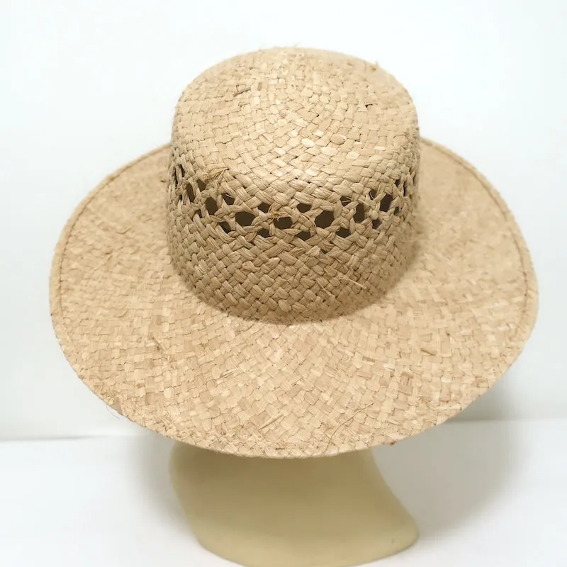 Janessa Leone Shaw Straw Boater Hat Size Extra Large