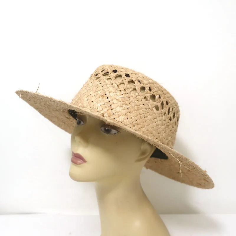 Janessa Leone Shaw Straw Boater Hat Size Extra Large