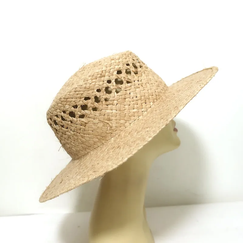 Janessa Leone Shaw Straw Boater Hat Size Extra Large