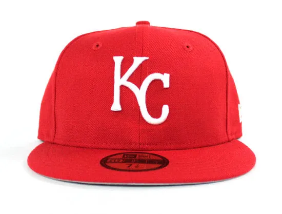 Kansas City Royals New Era 59Fifty Fitted Hats (Chiefs Color Red Gray Under Brim)
