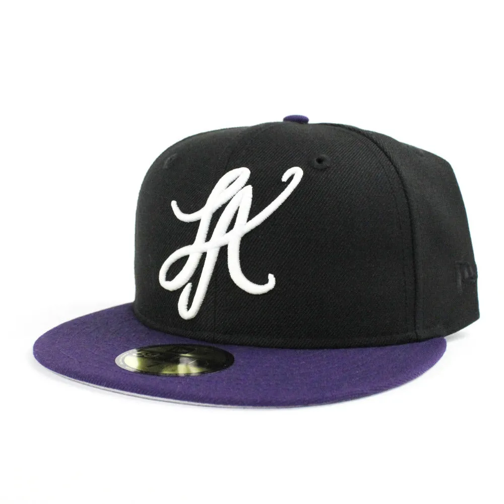 LA Script New Era 59Fifty Hat (LA Lakers Color Way Gray Under Brim)