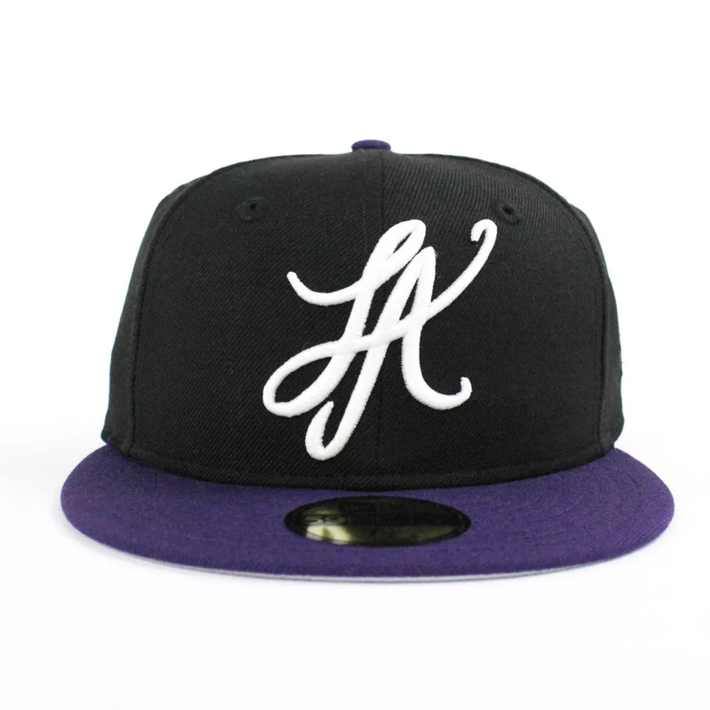 LA Script New Era 59Fifty Hat (LA Lakers Color Way Gray Under Brim)