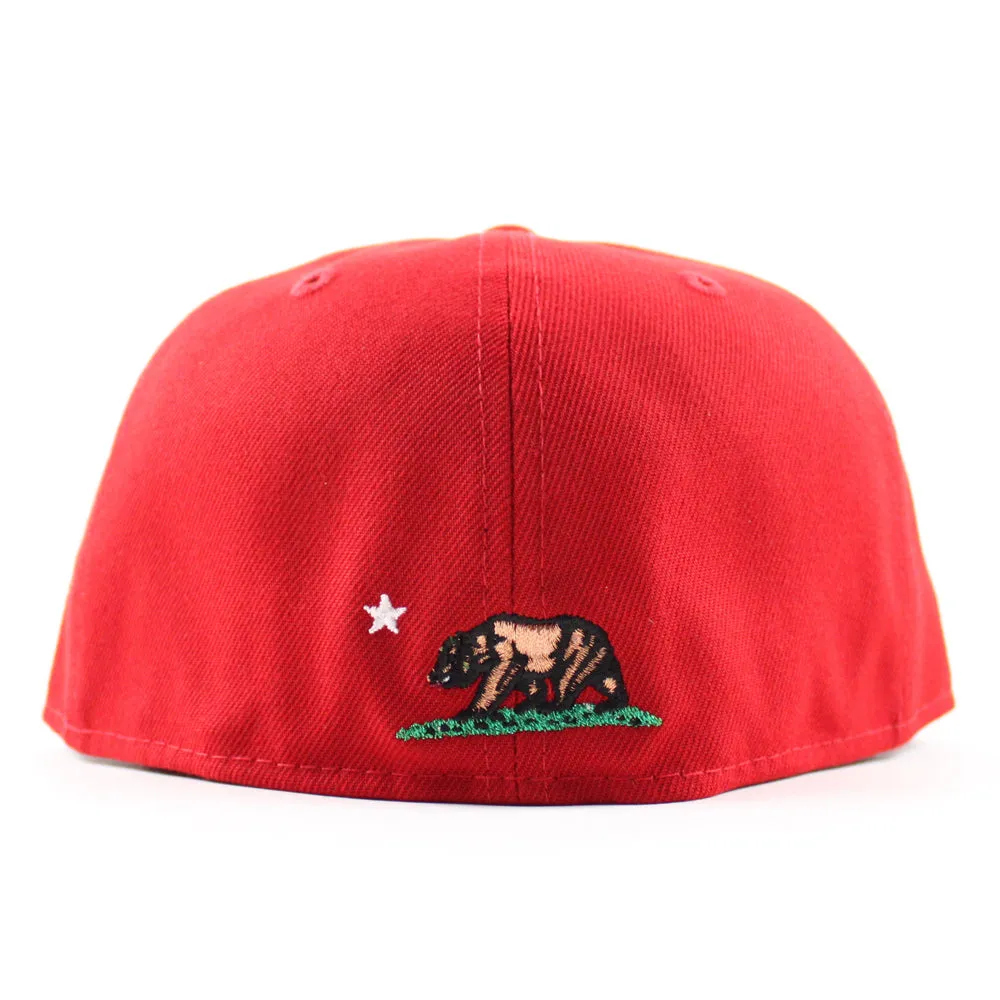 LA Script New Era 59Fifty Hat (Scarlet Red GRAY UNDER BRIM)