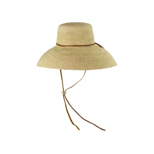 Lampshade Cordovan Crochet Long Brim Hat with Leather Band