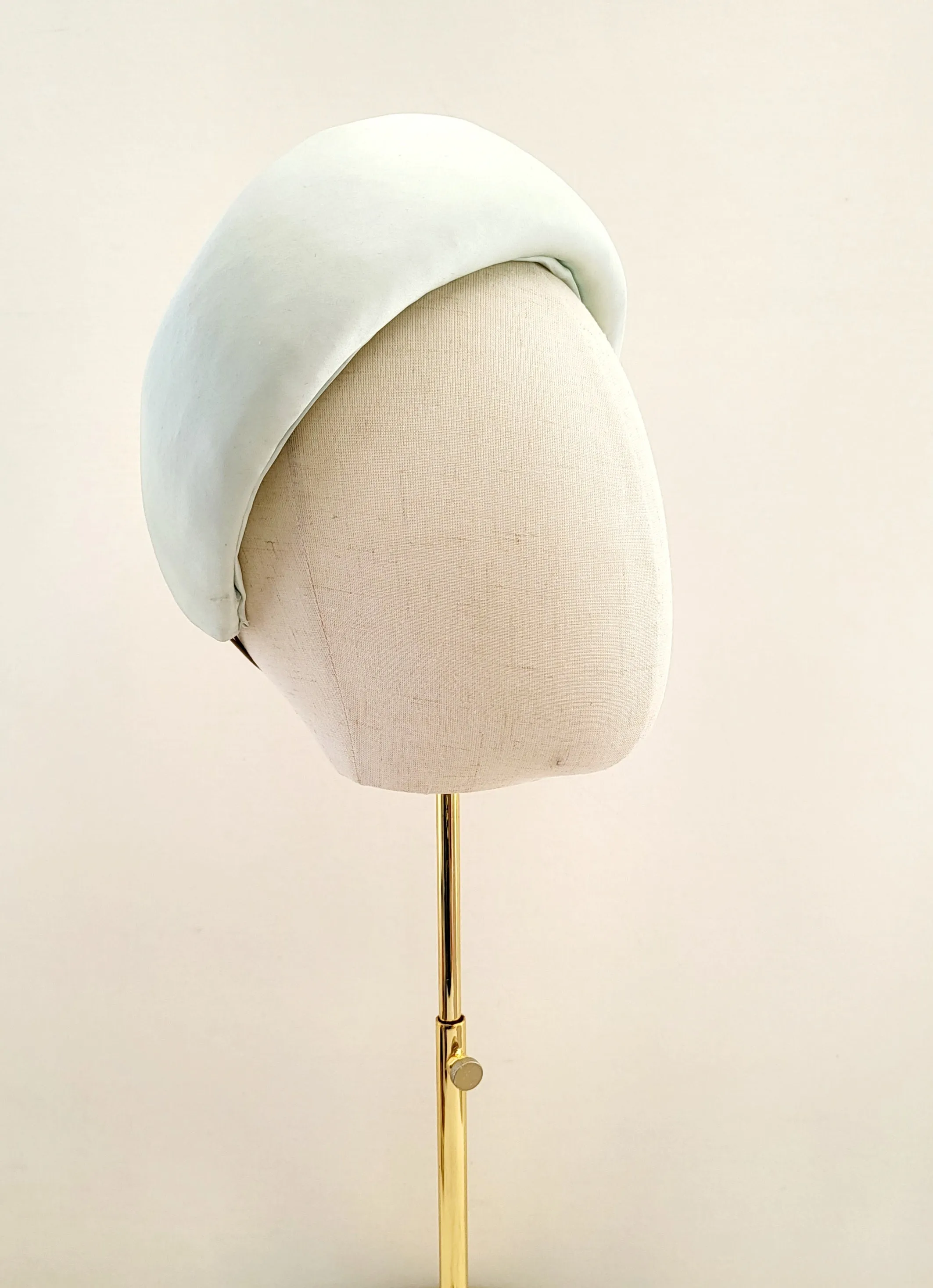 Light Mint Green Silk Halo Crown Headband, lightweight Fascinator, 8 cms Wide