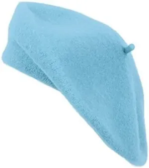 LightBlue1 New Parquet Solid Color French Beret Wool Material. Classic French, Casual and Chic Lightweight Beanie Cap Hat…- Light Blue