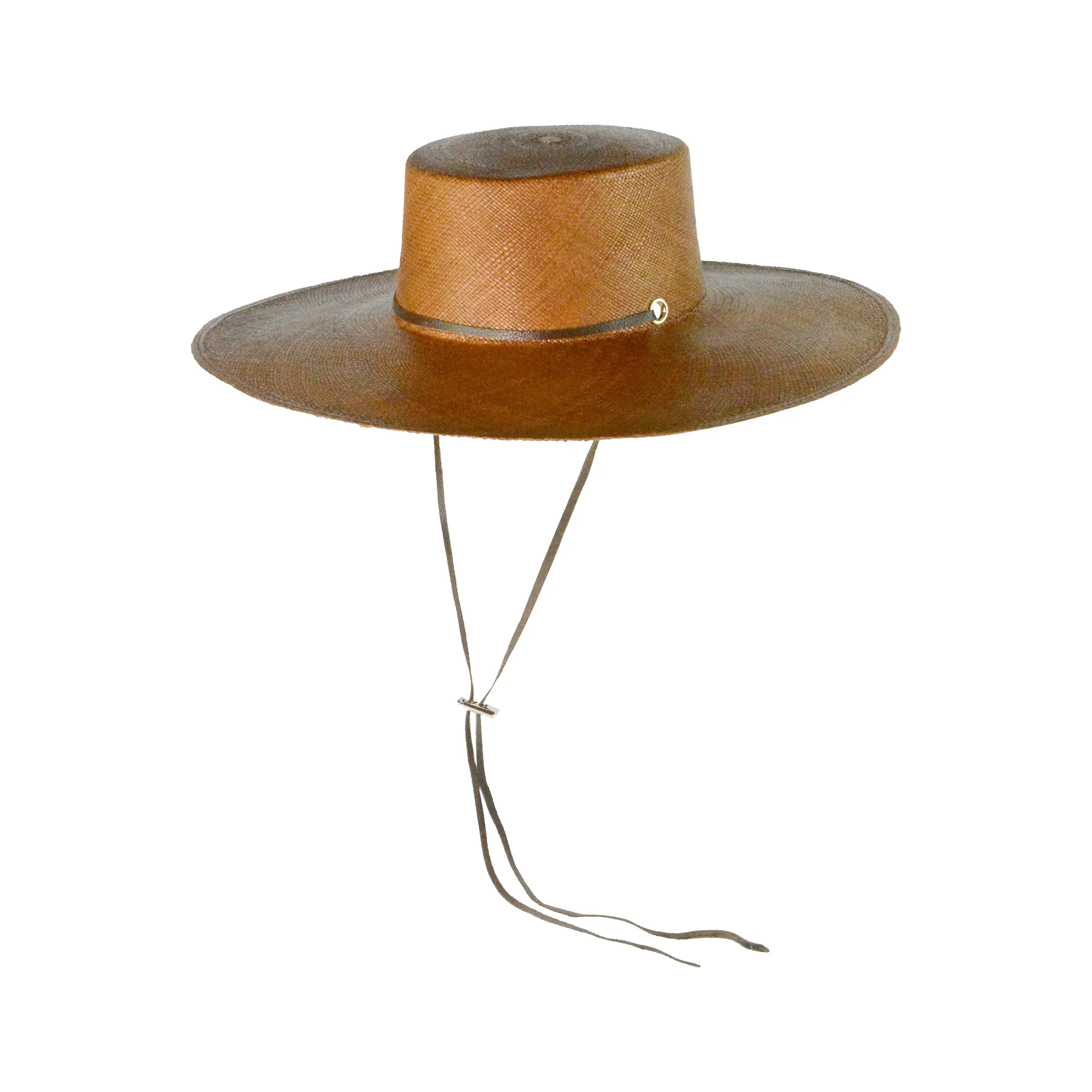 Long Brim Cordovan Hat With Leather Band