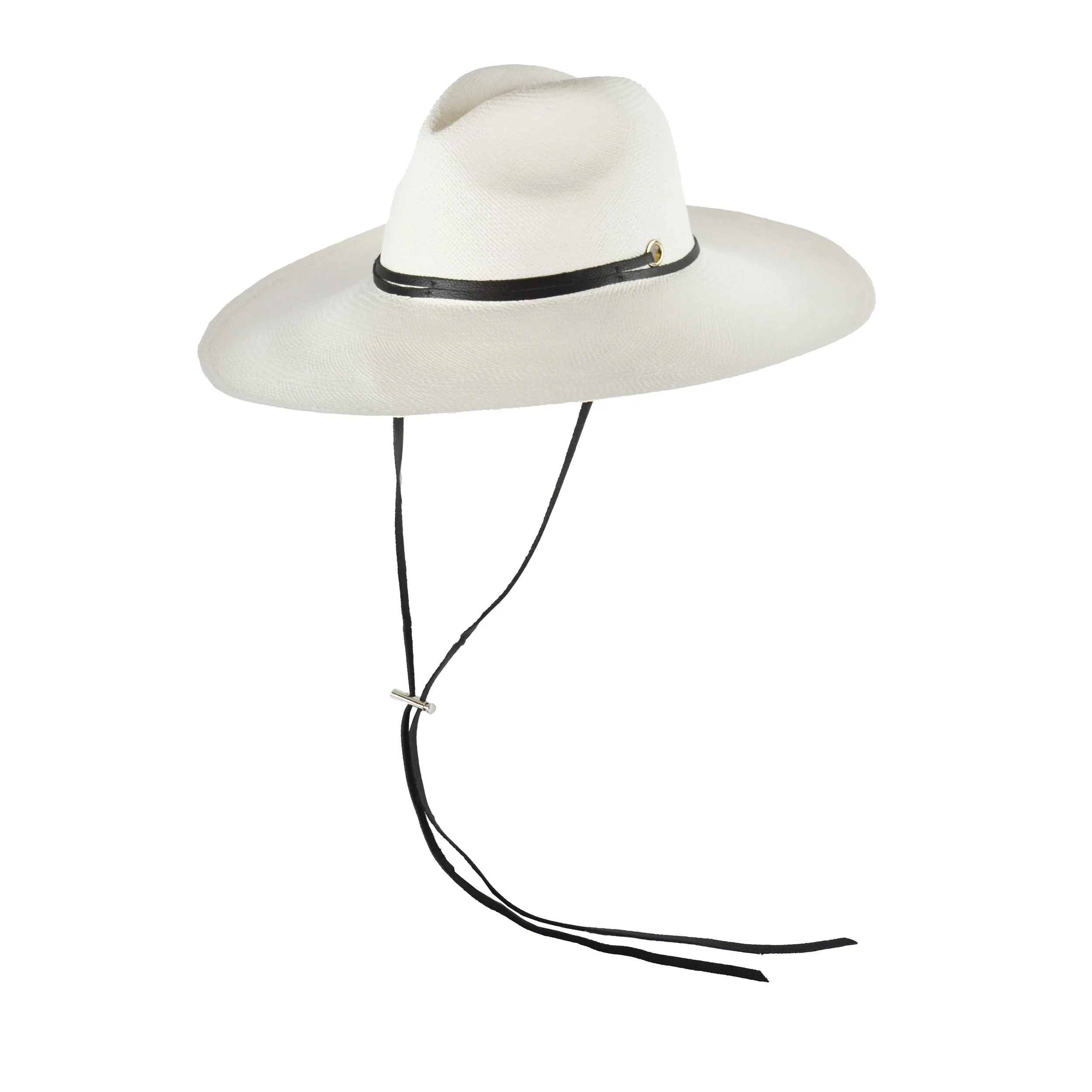 Long Brim Panama Hat with Leather Band