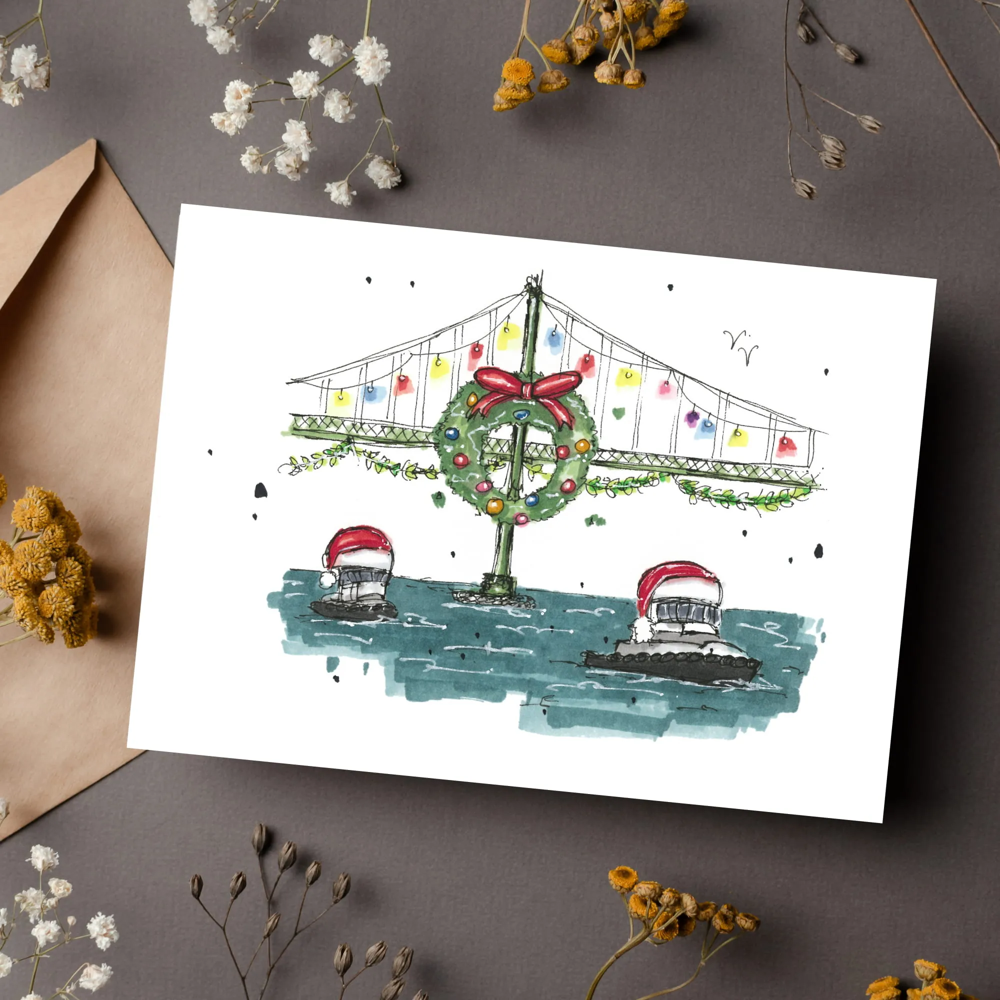 Macdonald Bridge Christmas Hat Tug Boats