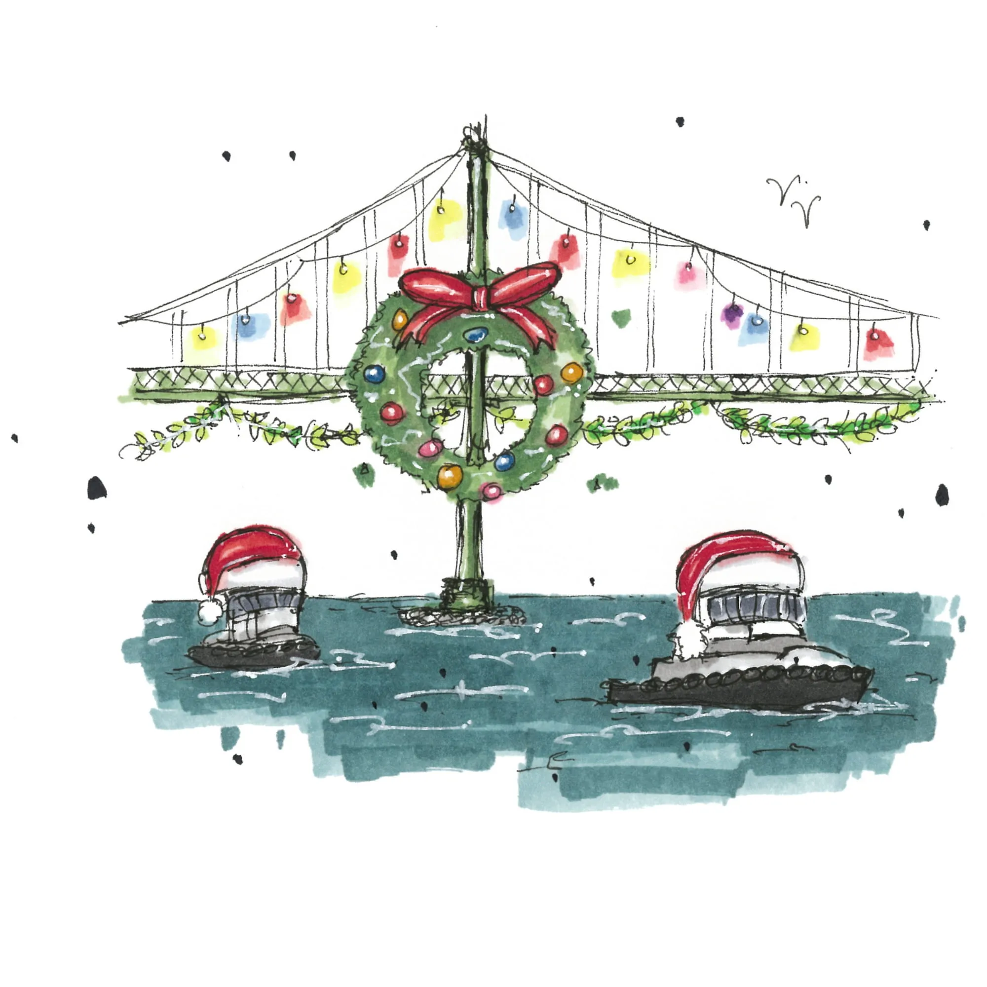 Macdonald Bridge Christmas Hat Tug Boats