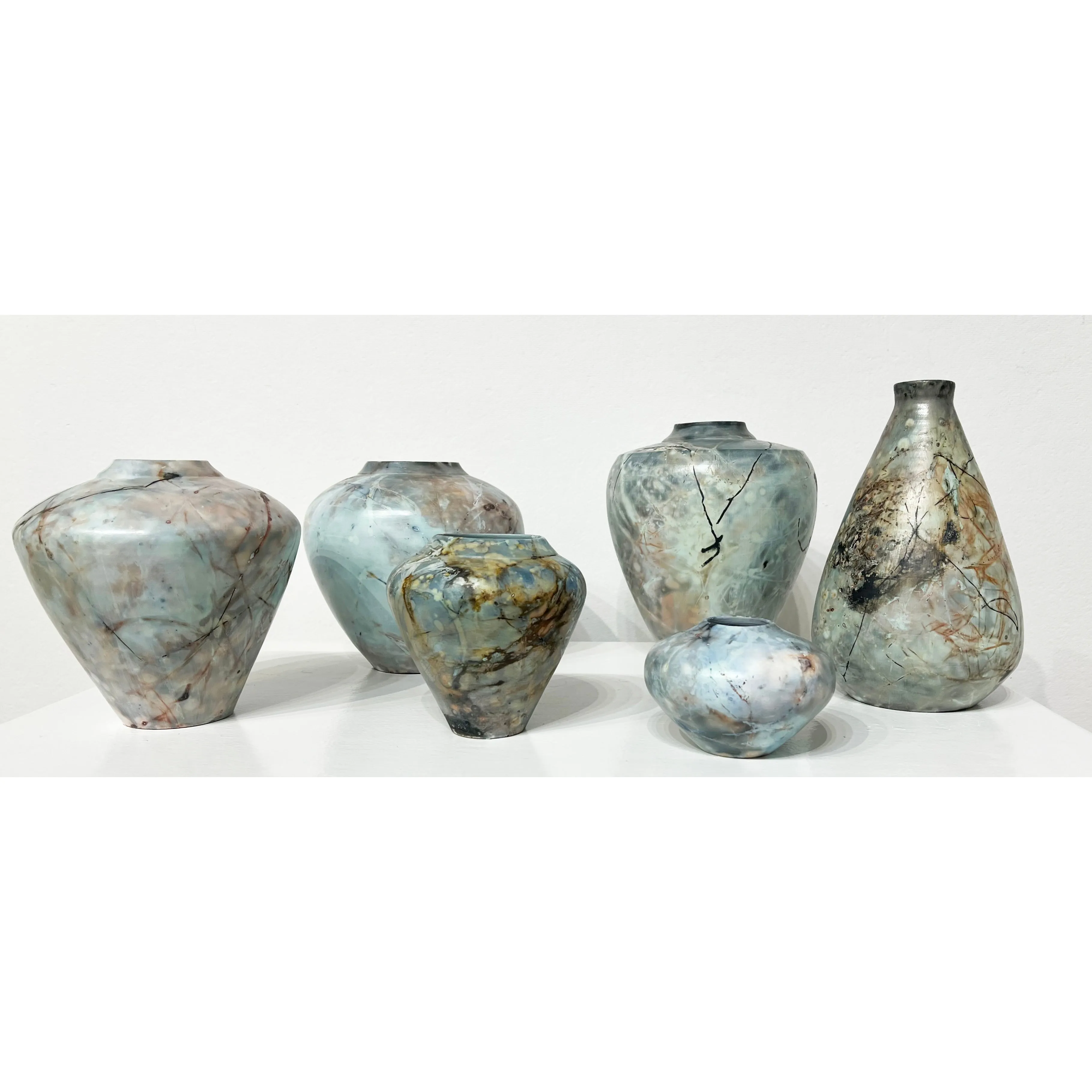 Medium Blue Saggar Fired Pot