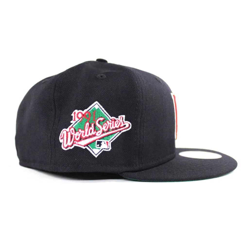 Minnesota Twins 1991 World Series New Era 59Fifty Fitted Hat (Navy Black Sweatband Green Under Brim)