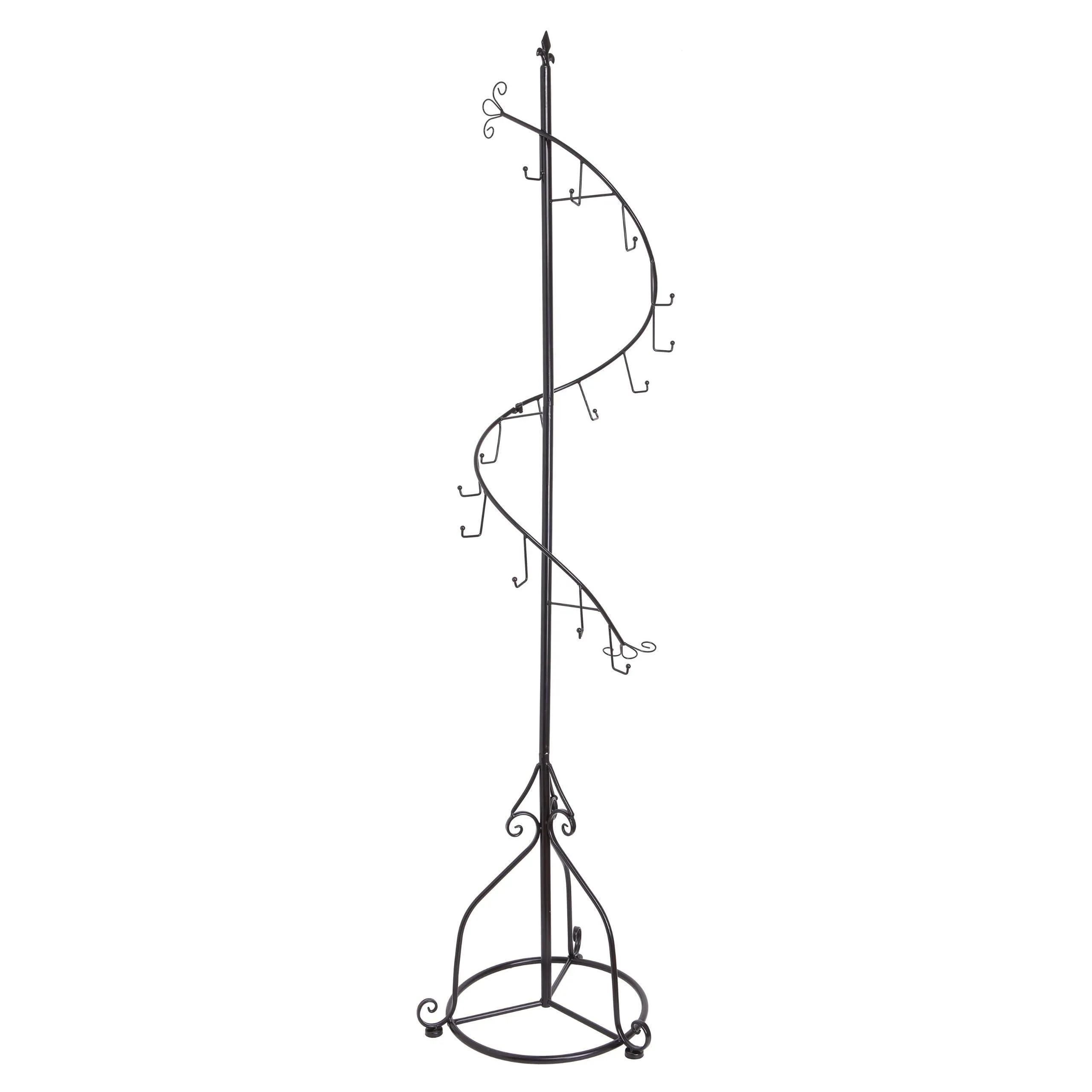 MyGift Elegant Black Metal 14 Hook Spiral Coat Hanger/Bag Display/Garment Rack Stand