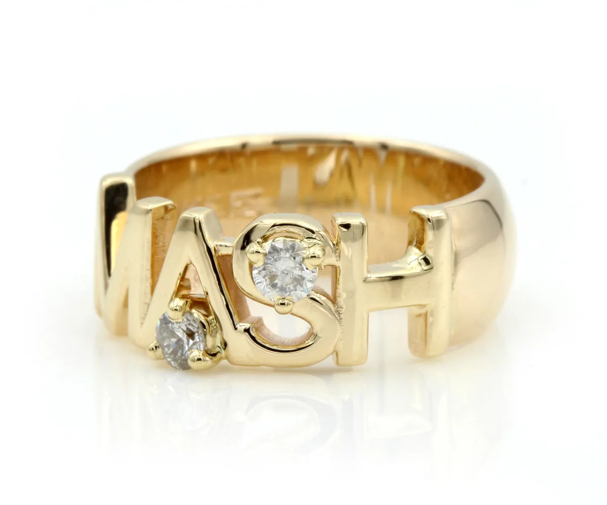 Name Cut Out Diamond Gold Ring