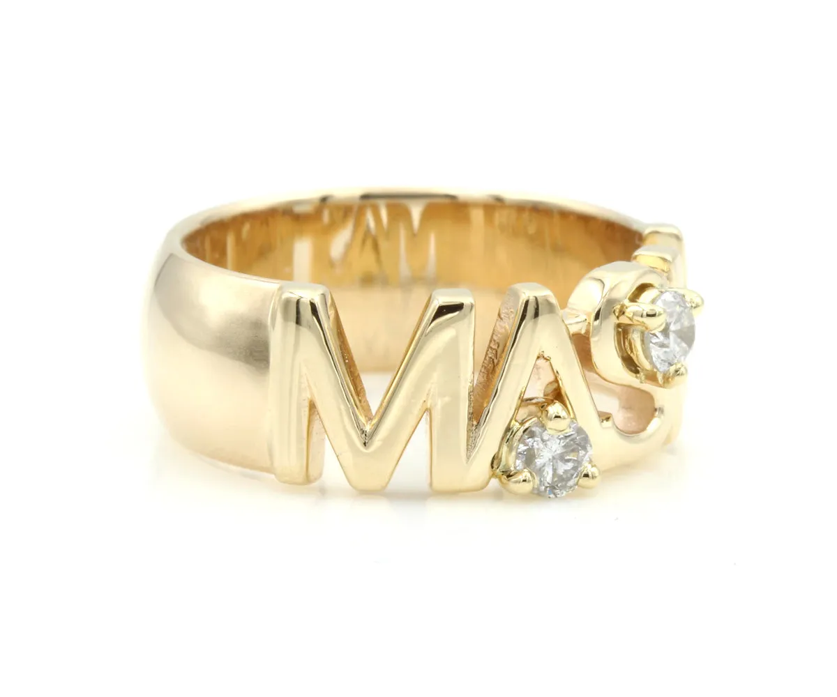 Name Cut Out Diamond Gold Ring